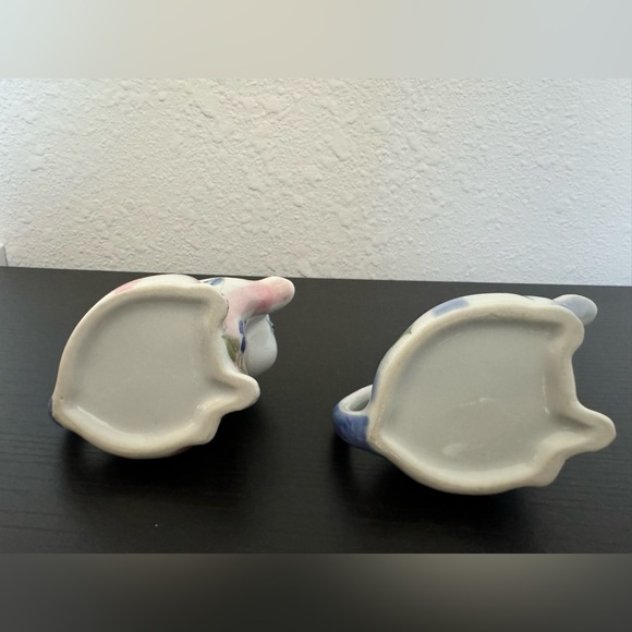 Vtg. Andrea By Sadek 2 Pcs. Kitten Pitcher Creamer Pink and Blue W/Flowers 2.5” - Picture 8 of 8